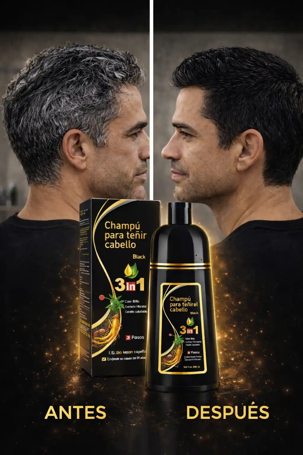 Shampoo Natural 3 en 1 con Jengibre para Disimular Canas al Instante