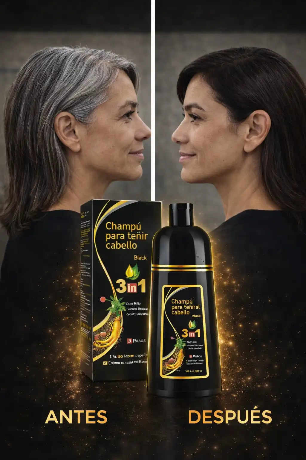 Shampoo Natural 3 en 1 con Jengibre para Disimular Canas al Instante