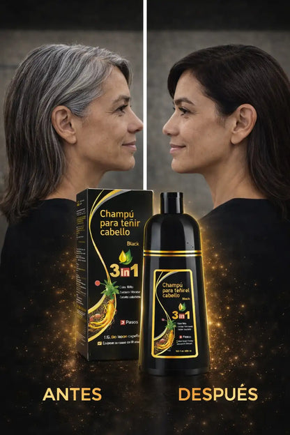 Shampoo Natural 3 en 1 con Jengibre para Disimular Canas al Instante